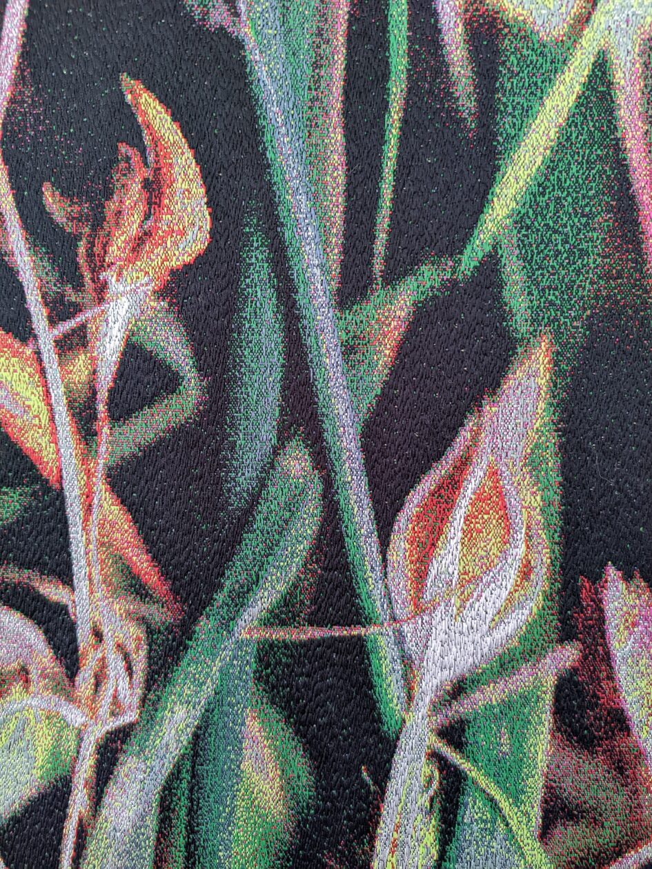 High definition scans from plants translated to jacquard woven artwork.